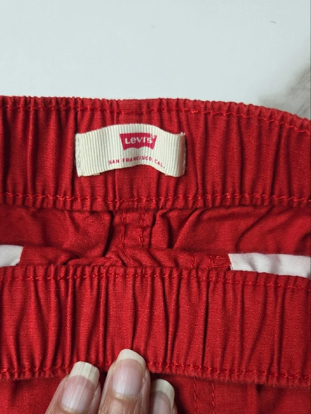 Levi's Boy's Bright Red Elastic-Waist Flat Front Shorts